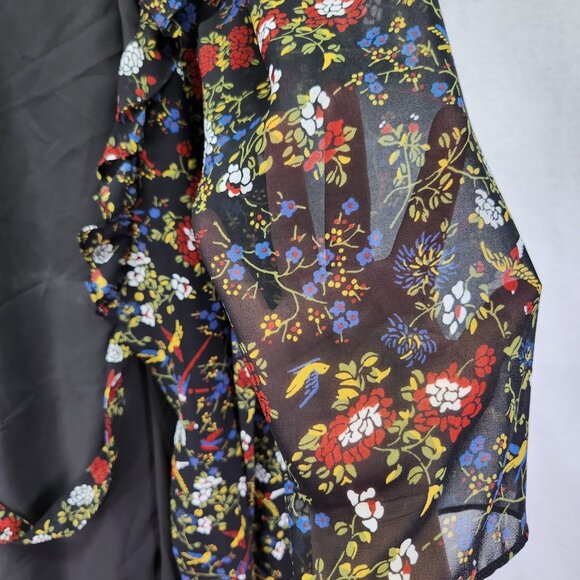 Madewell Ruffled Wrap Dress Size Medium Sheer-Sleeve in Finch Floral - Picture 14 of 16
